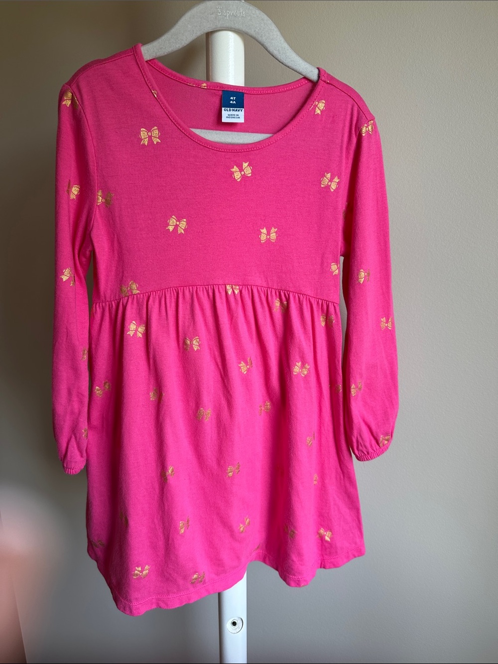 Old Navy Long Sleeve Bow Print Dress Size 4T